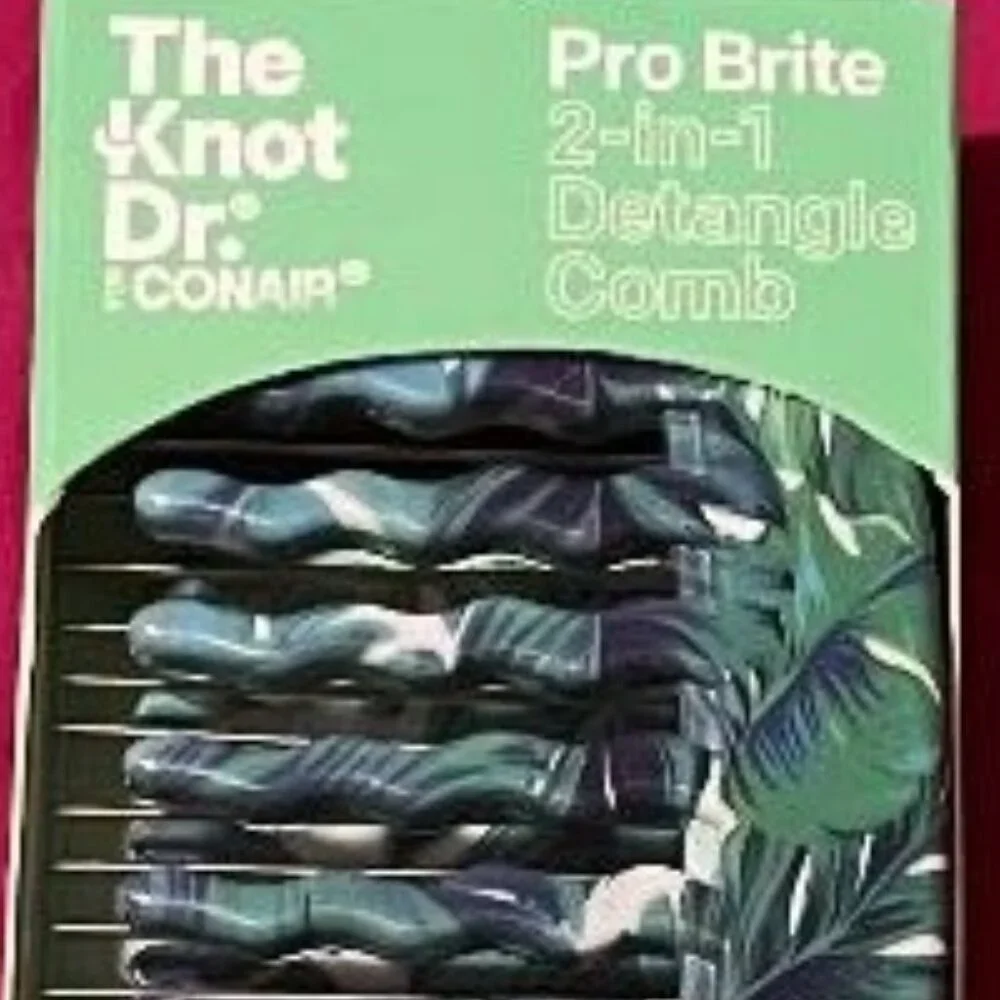 NEW CONAIR ~ THE KNOT DR . 2 - IN - 1 DETANGLE DUAL ROW WET / DRY DETANGLER COMB